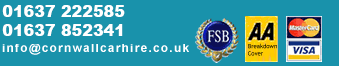cornwall car hire accepts visa and mastercard